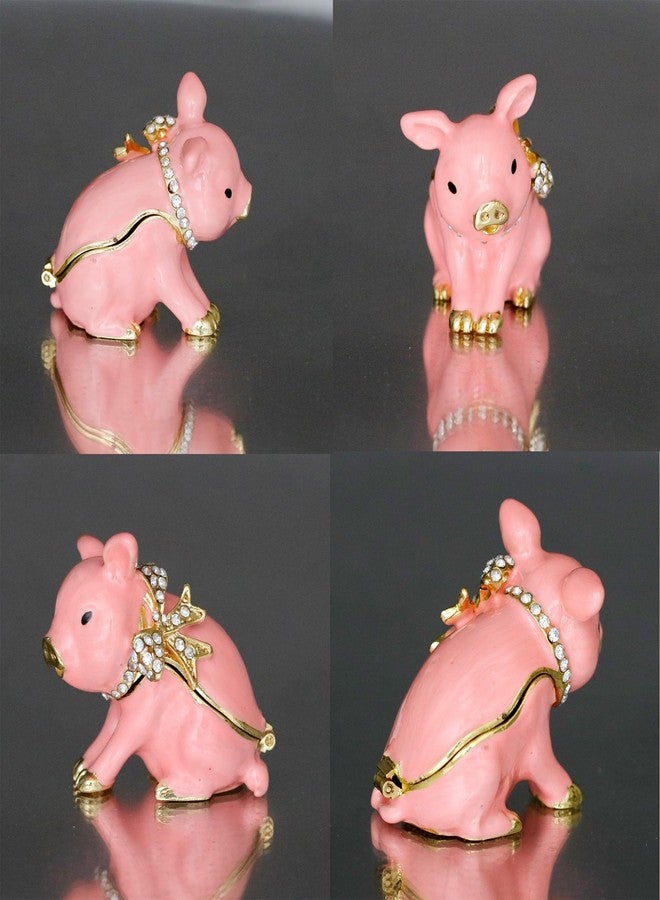 SEVENBEES Hand Painted Pig Decor Jewelry Trinket Boxes Hinged Crystal Piggy Figurines Mini Ring Earrings Jewelry Organizer - Image 5